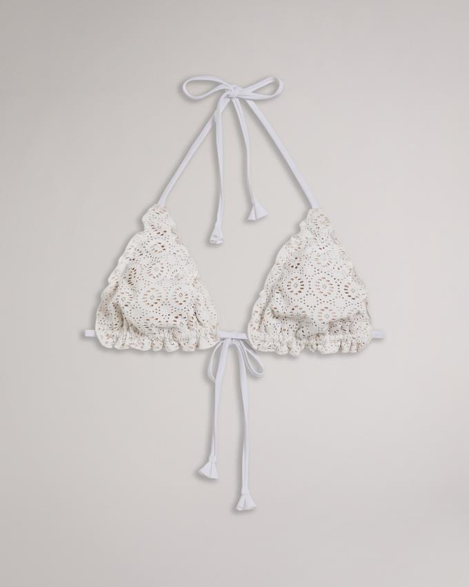 Vetement de Bain Ted Baker Frill Detail Triangle Bikini Top Blanche Femme | ALU-34937980